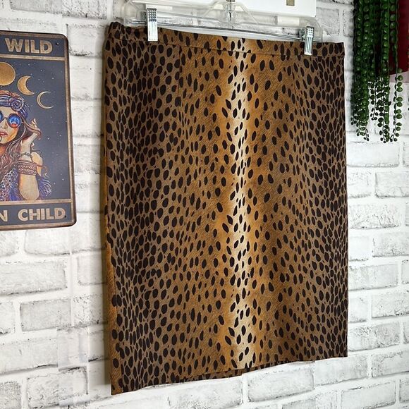 Michael Kors Animal Print Leopard Skirt Size 10 - Picture 2 of 5